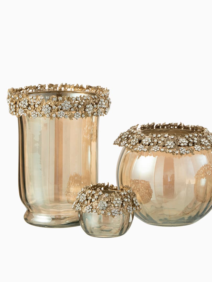 Vaso Porta Candela Oro Fumé