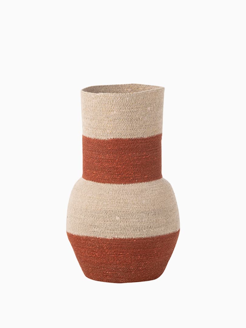 Vaso Righe Giunco di Mare Naturale e Terracotta
