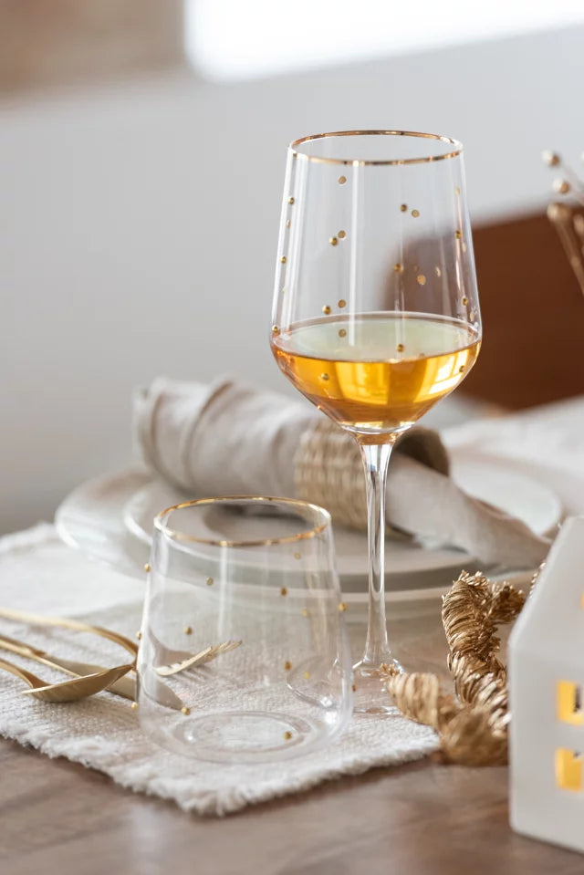 Bicchiere vino gold dots