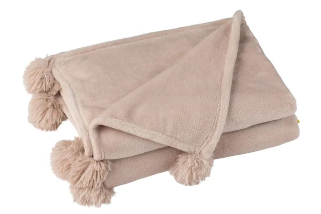 Plaid pompon beige scuro