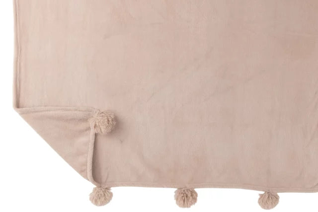 Plaid pompon beige scuro